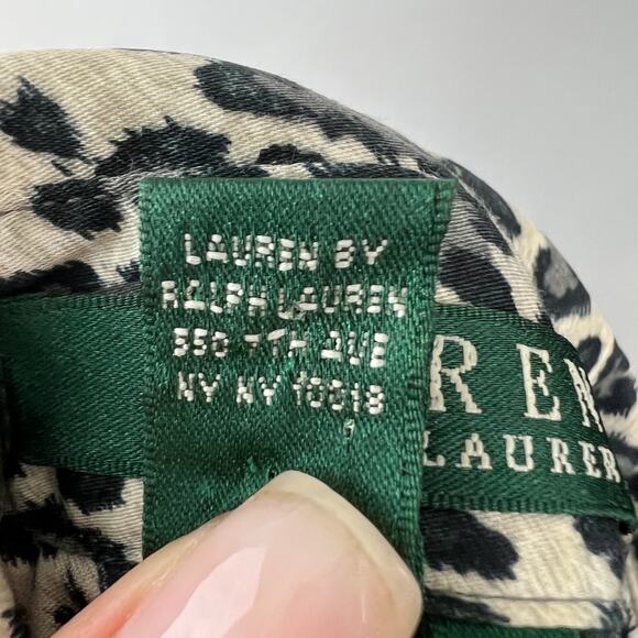 Vintage Lauren Ralph Lauren Leopard Print Cotton Button-Up Long Sleeve Shirt L - Picture 6 of 6